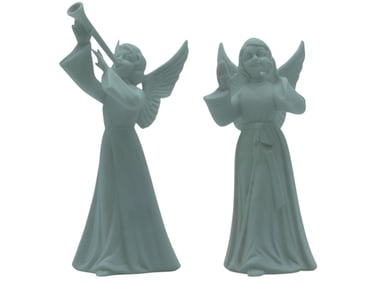 2 DRESDEN (GERMAN) ANGEL MUSICIAN FIGURES, 6"