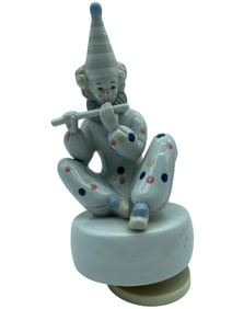 VINTAGE PORELAIN MUSICAL CLOWN, 9"