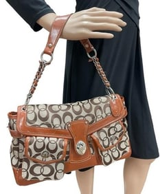 COACH LEGACY LEIGH BROWN SIGNATURE LEATHER BAG