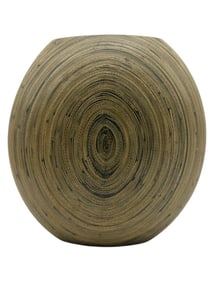 MODERNIST ROUND STRIPED BAMBOO VESSEL 9.5"