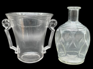 PAIR OF VINTAGE CLEAR GLASS BARWARE PIECES 7"