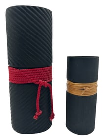 PAIR OF JAPANESE-STYLE BLACK LACQUERED CONTAINERS