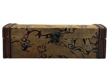DECORATIVE FAUX LEATHER TREASURE CHEST TRINKET BOX