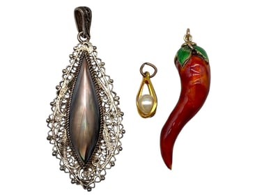 GROUP OF THREE ECLECTIC PENDANTS
