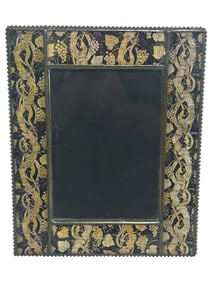 SIGNED WILLIAM T GLASS DECOUPAGE PICTURE FRAME 10"