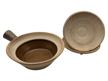 RUSTIC STUDIO ART POTTERY BOWL AND PLATE 7"