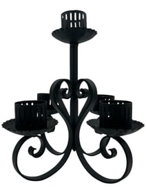 BLACK WROUGHT IRON 5-ARM CANDLEHOLDER 14"