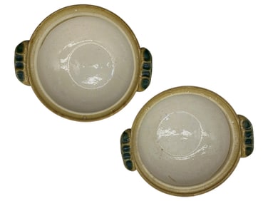 PAIR OF HAND-THROWN STUDIO POTTERY BOWLS 14"