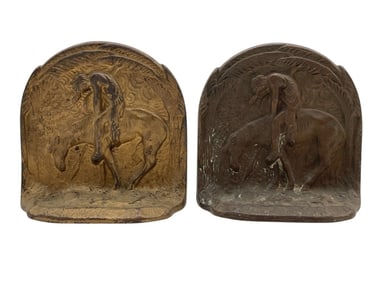 PAIR OF CAST METAL BOOKENDS 4"