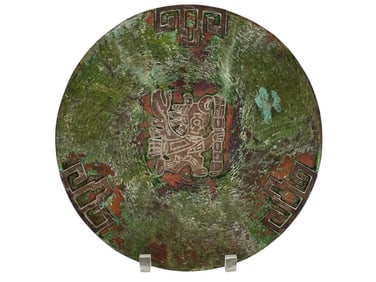 VINTAGE MEXICAN OXIDIZED COPPER WALL PLATE 12"