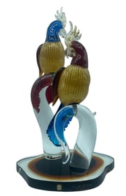 LARGE ZANETTI MURANO GLASS PARROT SCULPTURE 25"