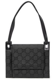 GUCCI SQUARE FLAP TOTE MONOGRAMMED NYLON CANVAS
