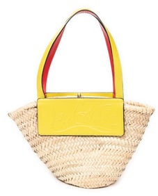 LOUBOUTIN LOUBISHORE BASKET WOVEN RAFFIA CANVAS