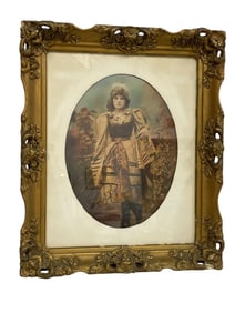 ANTIQUE HAND-COLORED PHOTOGRAPH VICTORIAN WOMAN