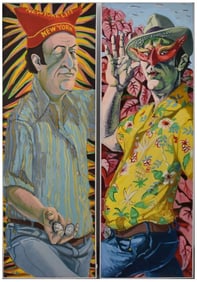 2 CHARLES PARNESS OIL ON CANVAS SELF PORTRAIT 60"