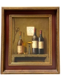 FRAMED STILL LIFE WINE PAINTING 34.5"