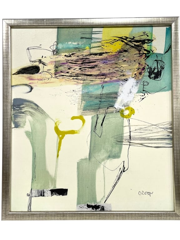 ABSTRACT ART PRINT ON CANVAS SIGNED CRESPI 36" (1 of 5)