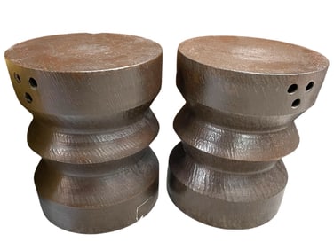 PAIR OF SCULPTURAL CERAMIC STOOLS 17.5"