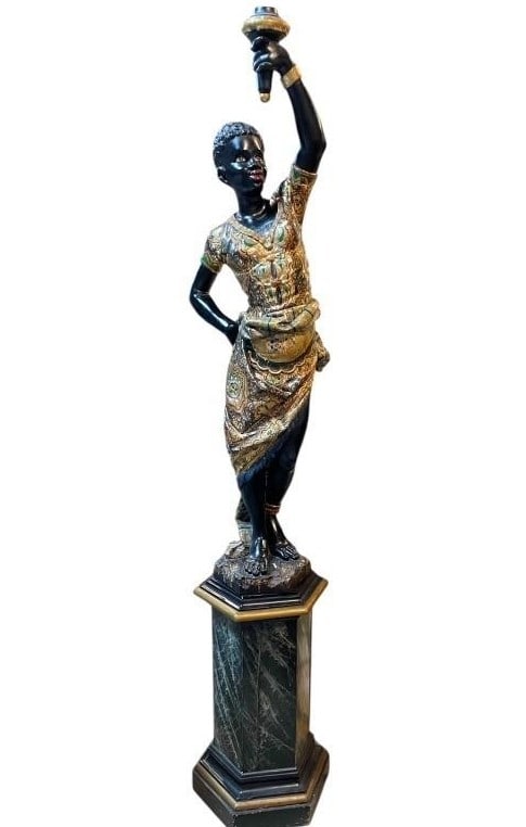 ITALIAN VENETIAN POLYCHROME BLACKAMOOR 79" (1 of 14)