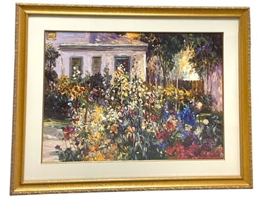 HENRI PLISSON FLORAL LANDSCAPE PRINT 40.5"
