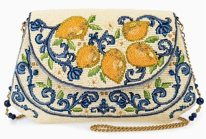 NEW MARY FRANCES CAPRI LEMONS BEADED CROSSBODY