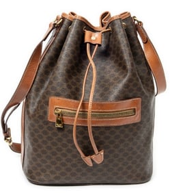 CELINE DRAWSTRING BUCKET TOTE MACADAM