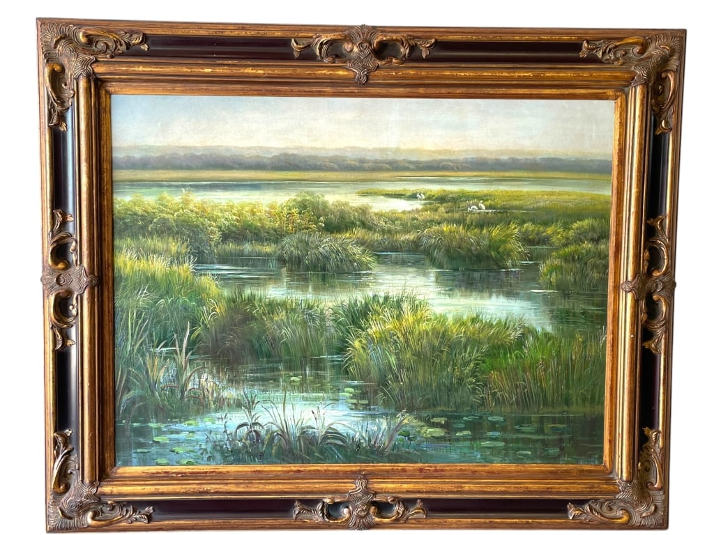 TRADITIONAL FLORIDA LANDSCAPE OIL PAINTING 50" (1 of 4)