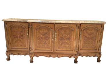 FRENCH PROVINCIAL STYLE CREDENZA WITH MARBLE TOP