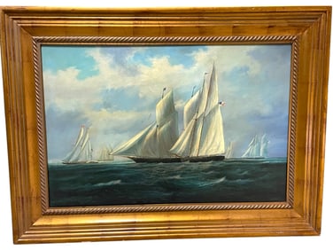 LARGE NAUTICAL OIL PAINTING