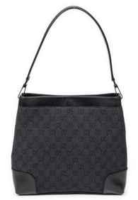 GUCCI OPEN HOBO MONOGRAMMED DENIM CANVAS