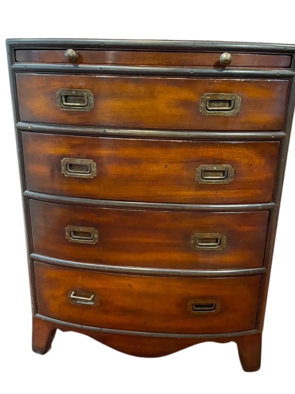 THEODORE ALEXANDER CAMPAIGN-STYLE BOW-FRONT CHEST (1 of 7)