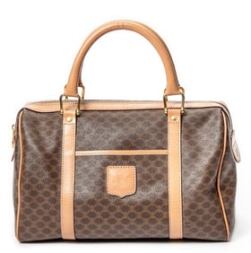 CELINE VINTAGE SMALL BOSTON MACADAM COATED CANVAS