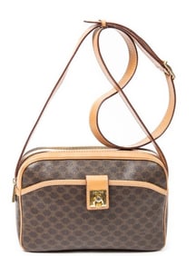 CELINE DOUBLE ZIP CROSSBODY MACADAM COATED CANVAS