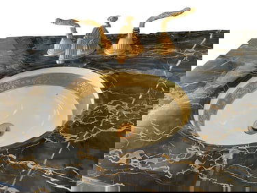 SHERLE WAGNER MARBLE SINK W GOLD FIXTURES