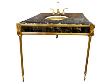 SHERLE WAGNER MARBLE SINK W GOLD FIXTURES