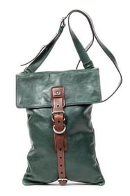PRADA BUCKLE FLAT SHOULDER BAG CALFSKIN LEATHER