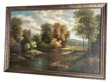 FRAMED PAINTING OF PEACEFUL LANDSCAPE 79"