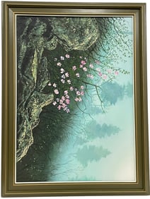 MISTY FOREST LANDSCAPE OIL PAINTING