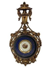 WALL PLAQUE WITH LIMOGES-STYLE PORCELAIN CENTER 34