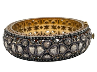 DIAMOND GOLD & SILVER BANGLE BRACELET