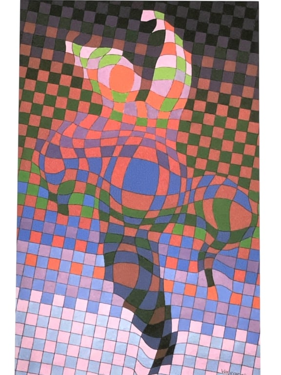AFTER VICTOR  VASARELY OP ART PRINT 19.5" (1 of 6)