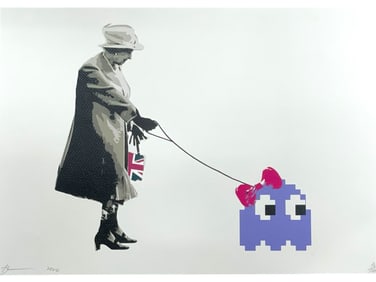 DEATH & CO NYC QUEEN W PAC MAN GHOST PRINT 23"