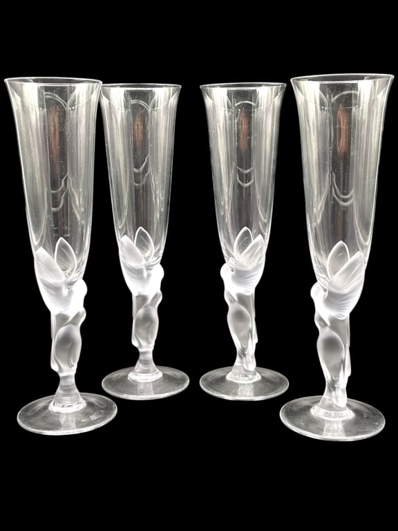 SET OF 4 FABERGE CRYSTAL CHAMPAGNE FLUTES (1 of 8)