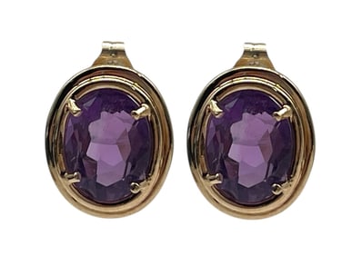 14K GOLD AND AMETHYST STYLE STUD EARRINGS