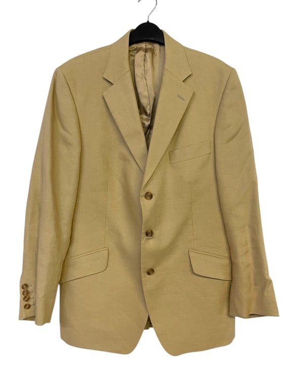 MEN’S CLASSIC TAILORED TAN LINEN BLAZER (1 of 2)