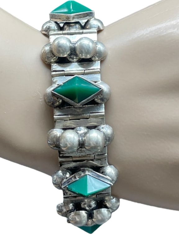 STERLING SILVER DECO BRACELET 42G (1 of 7)