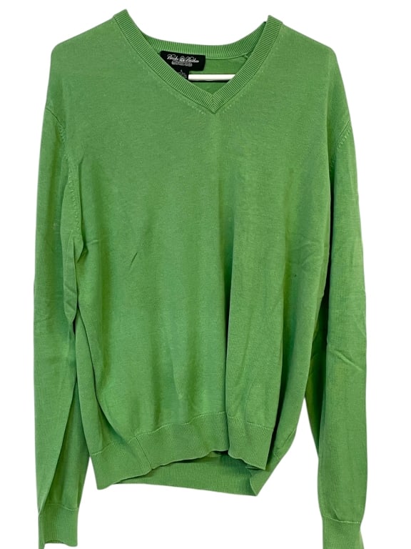 BROOKS BROTHERS  GREEN V-NECK SWEATER L (1 of 4)