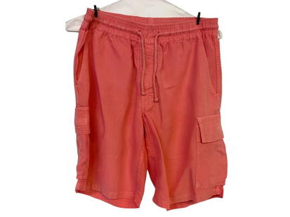 VILEBREQUIN CORAL LINEN CARGO SHORTS: VILEBREQUIN CORAL LINEN CARGO SHORTS _x005F -VERY GOOD PRE OWNED CONDITION_x005F -RECENTLY DRY CLEANED_x005F -SIZE XL_x005F -STYLISH AND BREATHABLE MEN'S SHORTS IN A BRIGHT CORAL LINEN-BLEND FABRIC. F