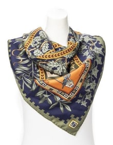 HERMES LES MUSICIENS SILK SCARF 35.4"