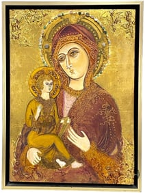E. VELAZQUEZ RELIGIOUS ICON OF THE MADONNA & CHILD